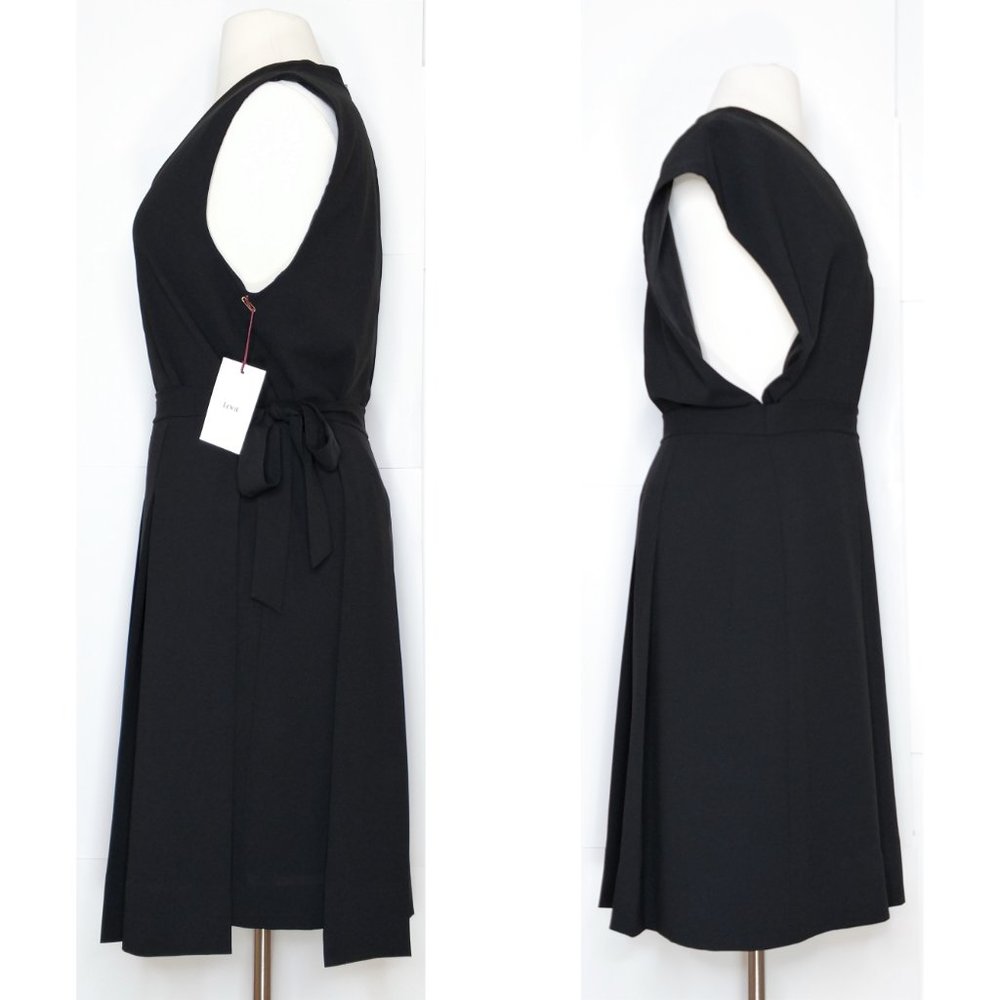 Lewit Asymmetrical Pleated Wrap Overskirt Dress - Picture 4 of 7